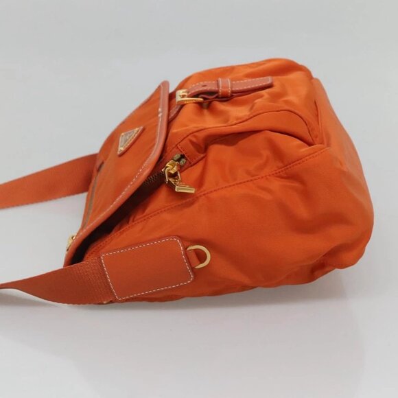 PRADA Shoulder Bag Nylon Orange Gold Auth 123505 - Picture 6 of 16